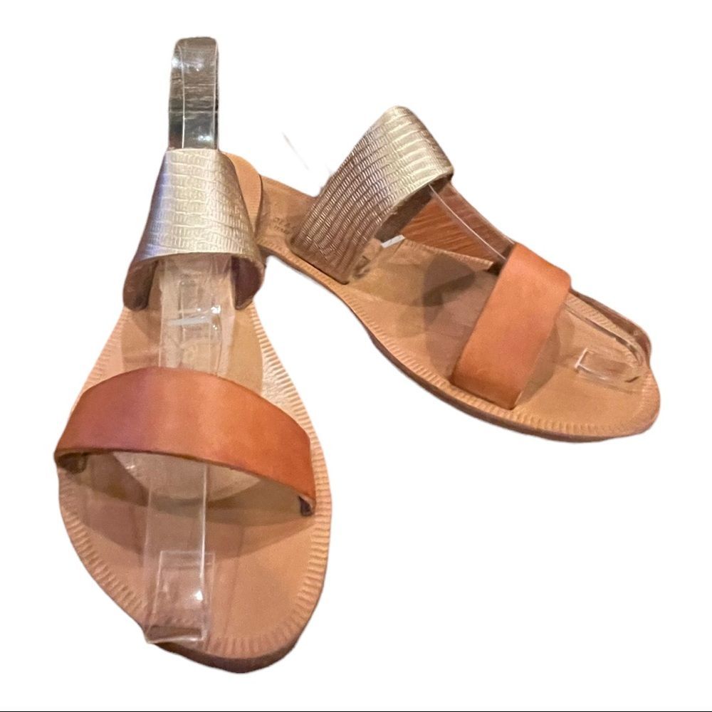 Joie A La Plage Sable in Tan and gold leather double strap sandals 37.5 Italy - Picture 5 of 16
